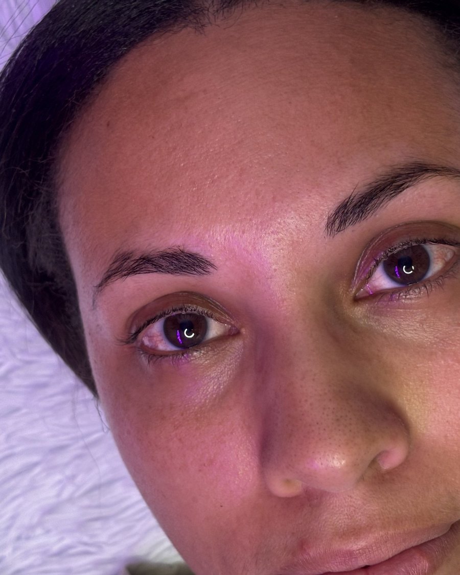 Brow lamination and lash lift before